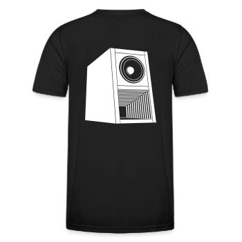 Speaker - Männer Funktions-T-Shirt - Schwarz - Hinten - AI Model Male 178 dark (178cm)