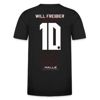 Malle Trikot - Will Freibier - Mallorca - Männer Funktions-T-Shirt - Schwarz - Hinten - AI Model Male 178 dark (178cm)