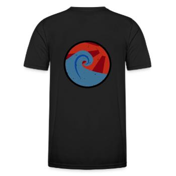Vague style rétro - T-shirt sport Homme - noir - Dos - AI Model Male 178 dark (178cm)