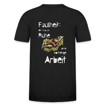 Faulheit: Der Hang zur Ruhe ohne vorherige Arbeit! - Männer Funktions-T-Shirt - Schwarz - Hinten - AI Model Male 178 dark (178cm)