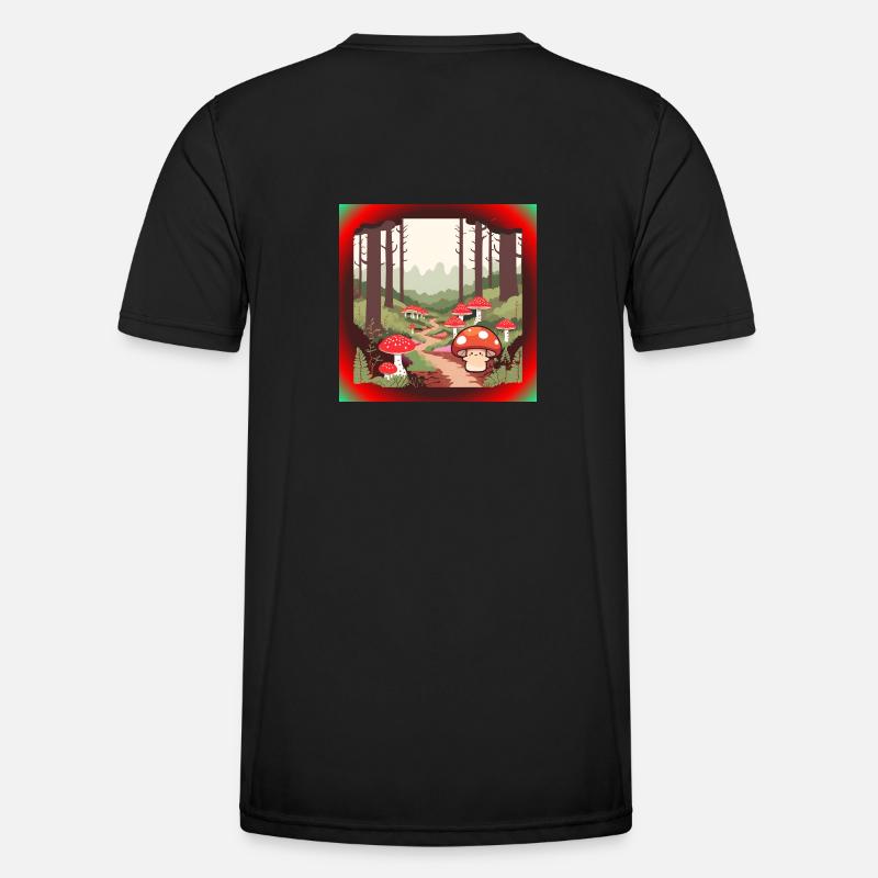 Pilze im Wald - Männer Funktions-T-Shirt - Schwarz
