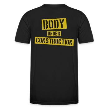 Body under Construction - Männer Funktions-T-Shirt - Schwarz - Hinten - AI Model Male 178 dark (178cm)