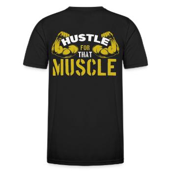 Se démener pour ce muscle - T-shirt sport Homme - noir - Dos - AI Model Male 178 dark (178cm)