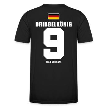Deutschland Fussball Dribbelkönig Nr.9 Fußball - Männer Funktions-T-Shirt - Schwarz - Hinten - AI Model Male 178 dark (178cm)