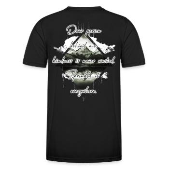 Spruch für die Person Hinter Dir Freundlichkeit - Männer Funktions-T-Shirt - Schwarz - Hinten - AI Model Male 178 dark (178cm)