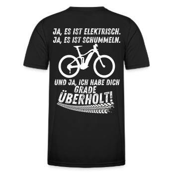 E Mountainbike E-Bike Fahrrad Geschenk Radsport - Männer Funktions-T-Shirt - Schwarz - Hinten - AI Model Male 178 dark (178cm)