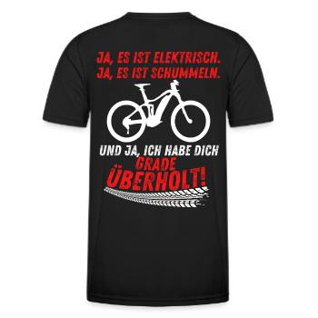 E Mountainbike E-Bike Fahrrad Geschenk Radsport - Männer Funktions-T-Shirt - Schwarz - Hinten - AI Model Male 178 dark (178cm)