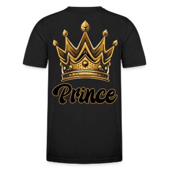 PRINCE MOTIF WITH LARGE GOLDEN CROWN - Men's Functional T-Shirt - black - Back - AI Model Male 178 dark (178cm)