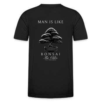 Man is like a Bonsai Old Valuable - Men's Functional T-Shirt - black - Back - AI Model Male 178 dark (178cm)