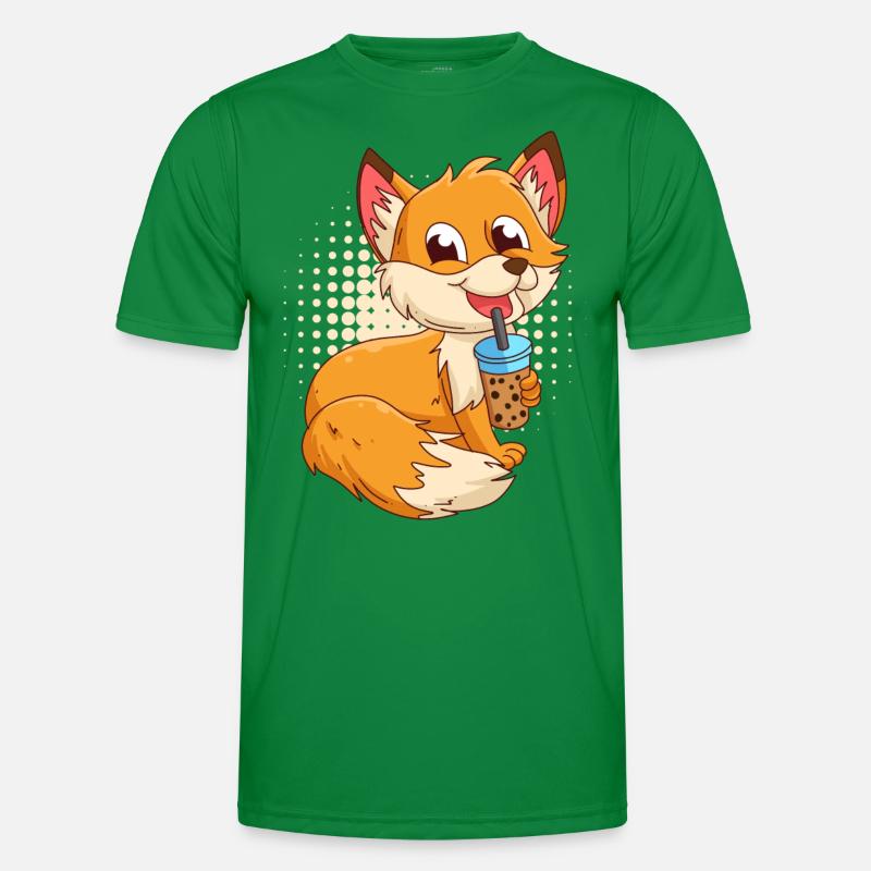 Fuchs mit Bubbel Tee Bubbeltea Fuchs Kinder Männer Funktions-T-Shirt