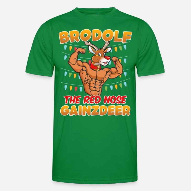 Brodolf the red Nose Gainzdeer Bodbuilder Männer Funktions-T-Shirt