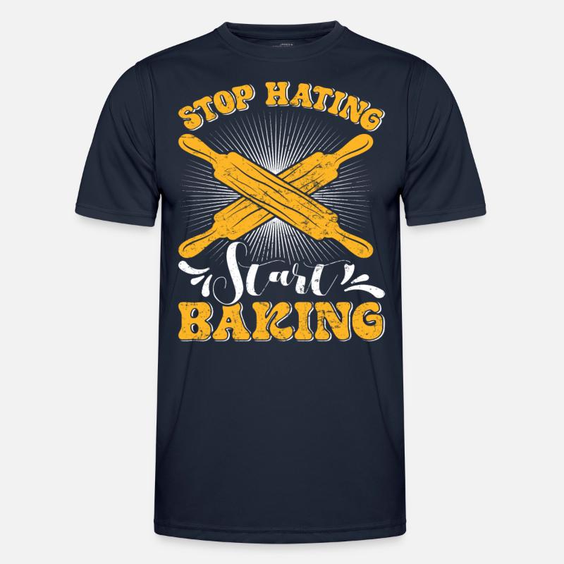 Bäcker Stop Hating Start Baking Backliebe Männer Funktions-T-Shirt