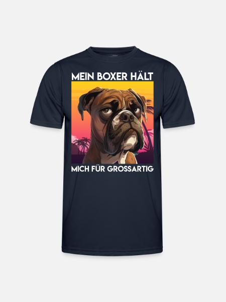 Deutscher Boxer MEIN BOXER HÄLT MICH FÜR GROßARTIG - Männer Funktions-T-Shirt - Navy