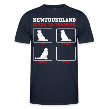 Newfie Owner NEWFOUNDLAND GUIDE TO TRAINING - Men's Functional T-Shirt - navy - Front - AI Model Male 178 dark (178cm)