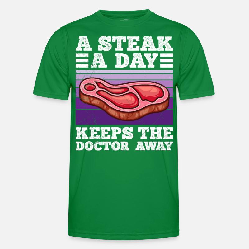 Funny Carnivore A Steak A Day Keeps Doc Away Men's Functional T-Shirt