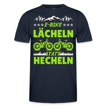 Elektro Rad E-BIKE LÄCHELN STATT HECHELN Lustiges - Männer Funktions-T-Shirt - Navy - Vorne - AI Model Male 178 dark (178cm)