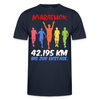 Läufer MARATHON BIS ZUR EKSTASE Laufen Lustig - Männer Funktions-T-Shirt - Navy - Vorne - AI Model Male 178 dark (178cm)