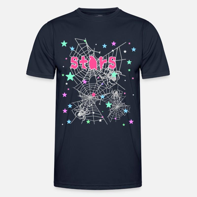 Sterne, Spinne, Graffiti,Spinnennetz,stern - Männer Funktions-T-Shirt - Navy