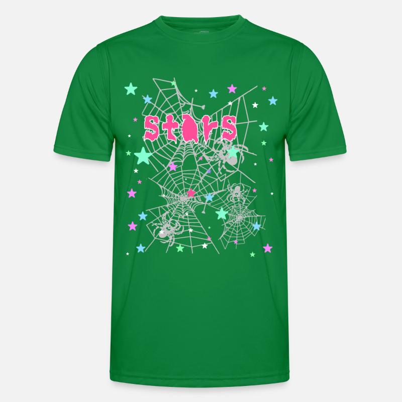 Stars, Spider, Graffiti, Spider Web, Star Men's Functional T-Shirt