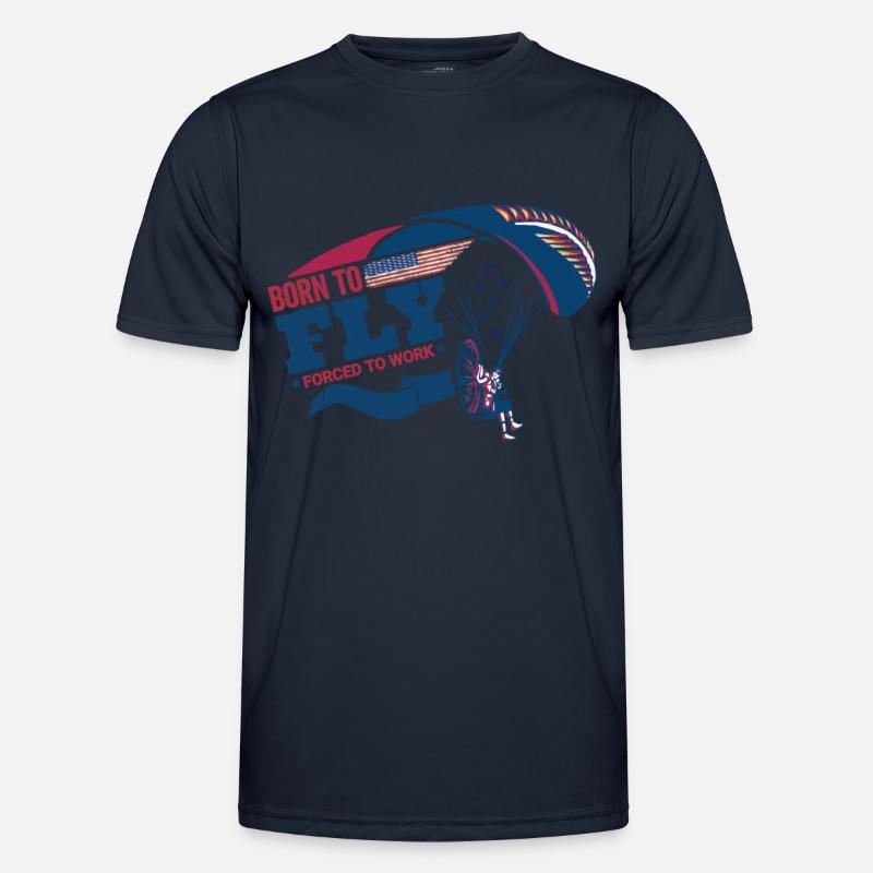 Bron To Fly Forced To Work Paramotor Pilot Men's Functional T-Shirt