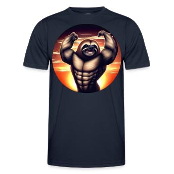 Muscular sloth in sunset - Men's Functional T-Shirt - navy - Front - AI Model Male 178 dark (178cm)
