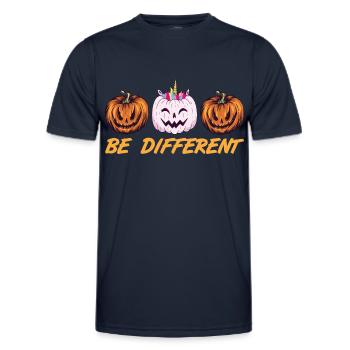 Be different, autistic, LGBT, pumpkin unicorn Halloween - Men's Functional T-Shirt - navy - Front - AI Model Male 178 dark (178cm)