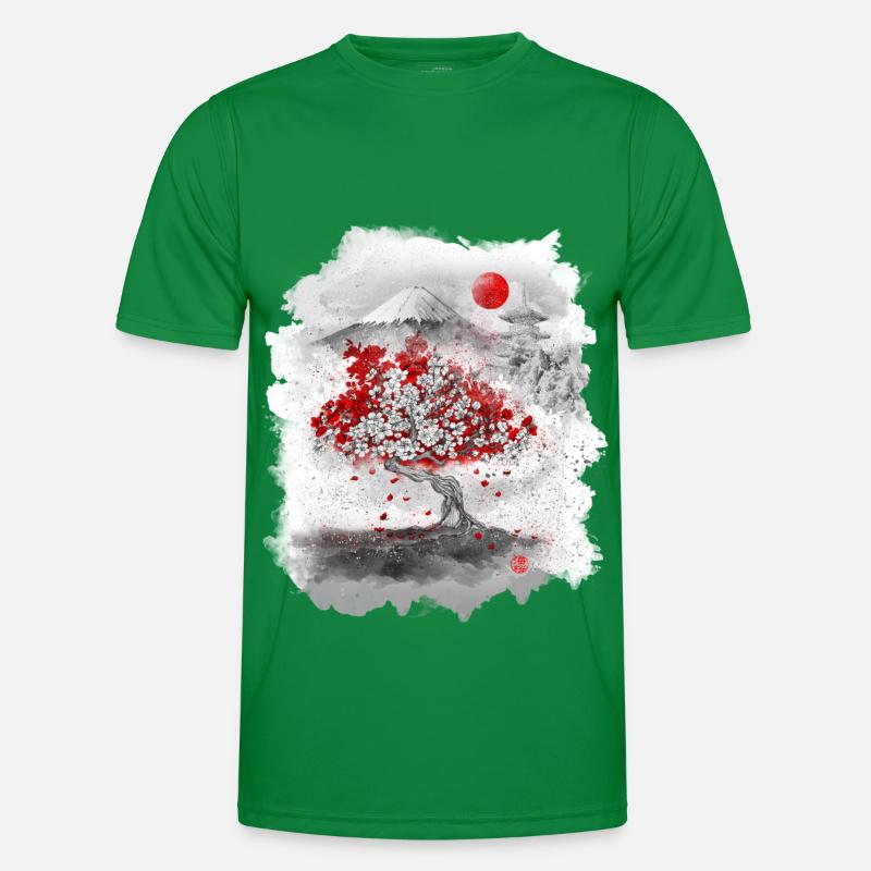 Mount Fuji behind a cherry tree Men's Functional T-Shirt