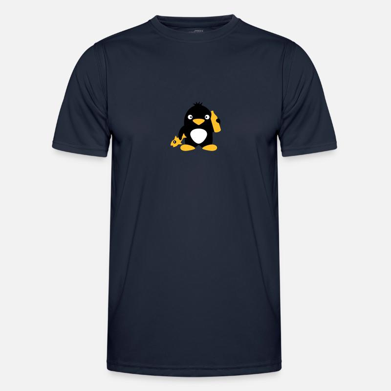 Fish And Beer Penguin - Men's Functional T-Shirt - navy