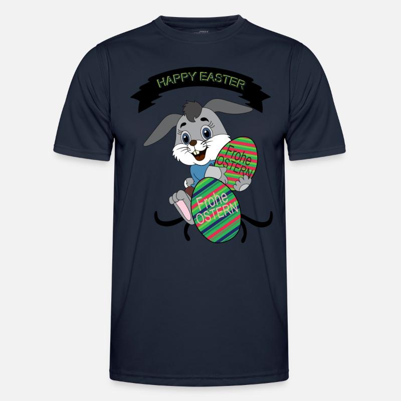 HAPPY EASTER, Easter , Coloured Easter Eggs - Men's Functional T-Shirt - navy