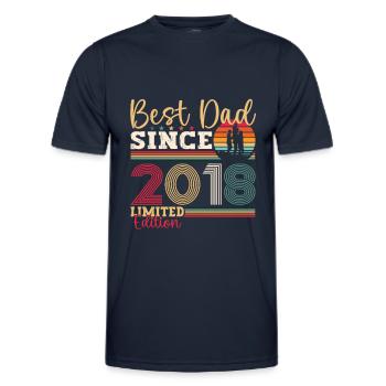 Men's Best Dad Since 2018 Father's Day Gift Fun - Men's Functional T-Shirt - navy - Front - AI Model Male 178 dark (178cm)