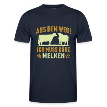 Aus dem Weg ich muss Kühe melken - Männer Funktions-T-Shirt - Navy - Vorne - AI Model Male 178 dark (178cm)