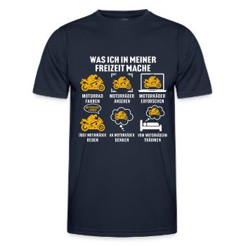 Was ich in meiner freizeit mache motorrad - Männer Funktions-T-Shirt - Navy - Vorne - AI Model Male 178 dark (178cm)