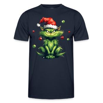 Katze Weihnachten Weihnachtselfe Geschenke Mütze - Männer Funktions-T-Shirt - Navy - Vorne - AI Model Male 178 dark (178cm)