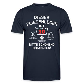 This tiler is 30 years old. - Men's Functional T-Shirt - navy - Front - AI Model Male 178 dark (178cm)