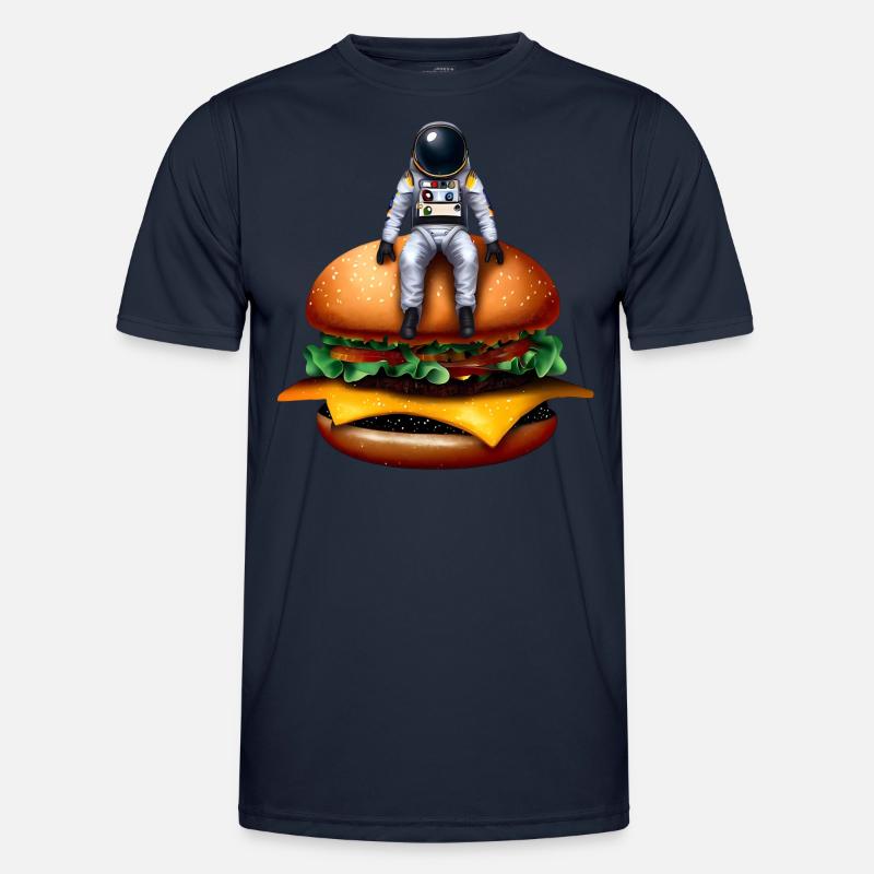 Space Astronaut Cheeseburger - Men's Functional T-Shirt - navy