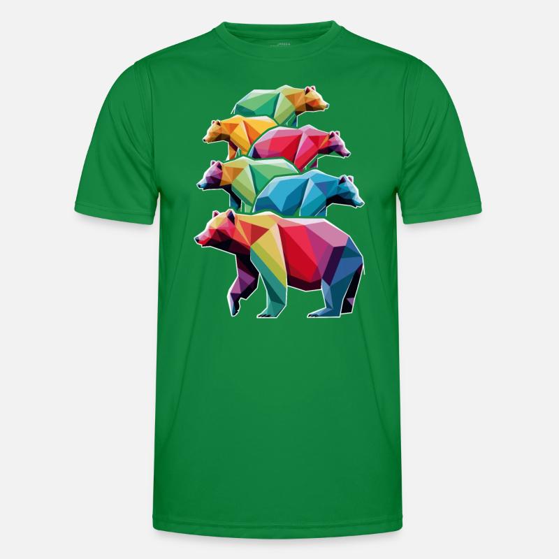Bunte Low Poly Bären in Regenbogenfarben Männer Funktions-T-Shirt