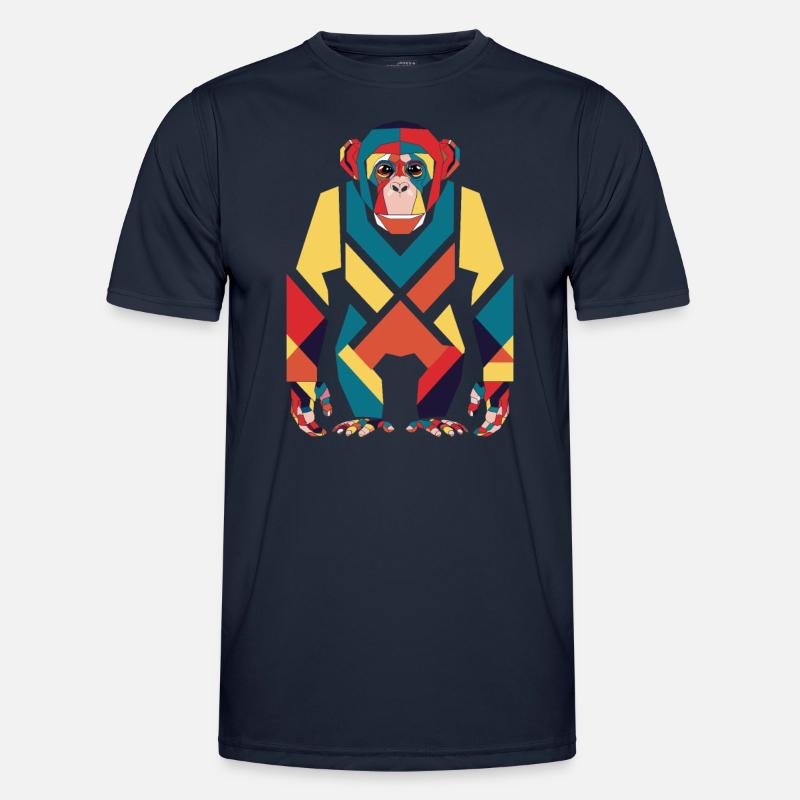 Colorful Monkey Geometric Pattern Men's Functional T-Shirt