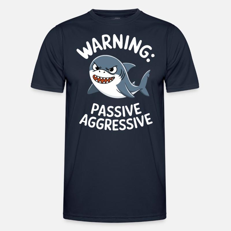 Caution: Passive-Aggressive Shark Illustration - Men's Functional T-Shirt - navy