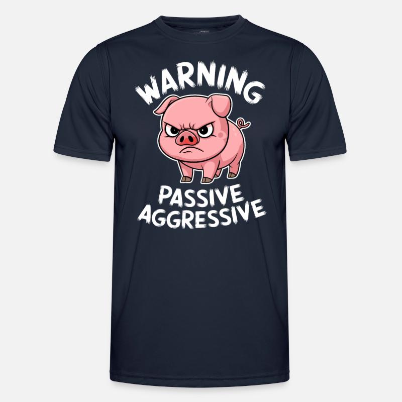 Beware Passive Aggressive Pig Comic - Men's Functional T-Shirt - navy