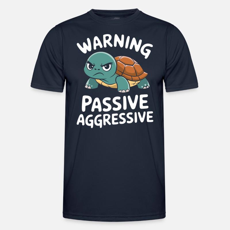 Warning: Passive, Aggressive, Turtle - Men's Functional T-Shirt - navy
