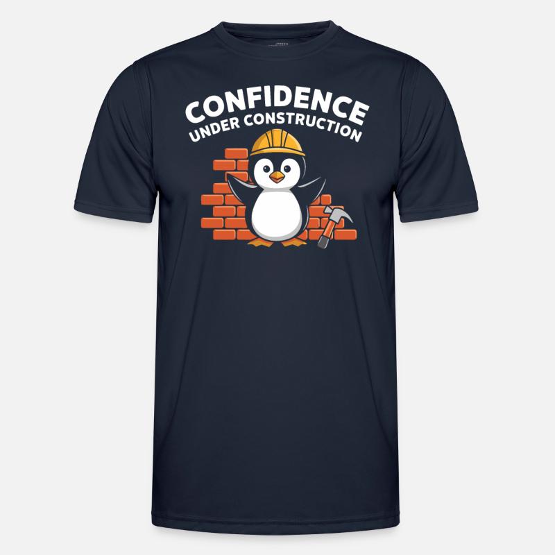 Confidence Under Construction Pinguin Baustelle - Männer Funktions-T-Shirt - Navy
