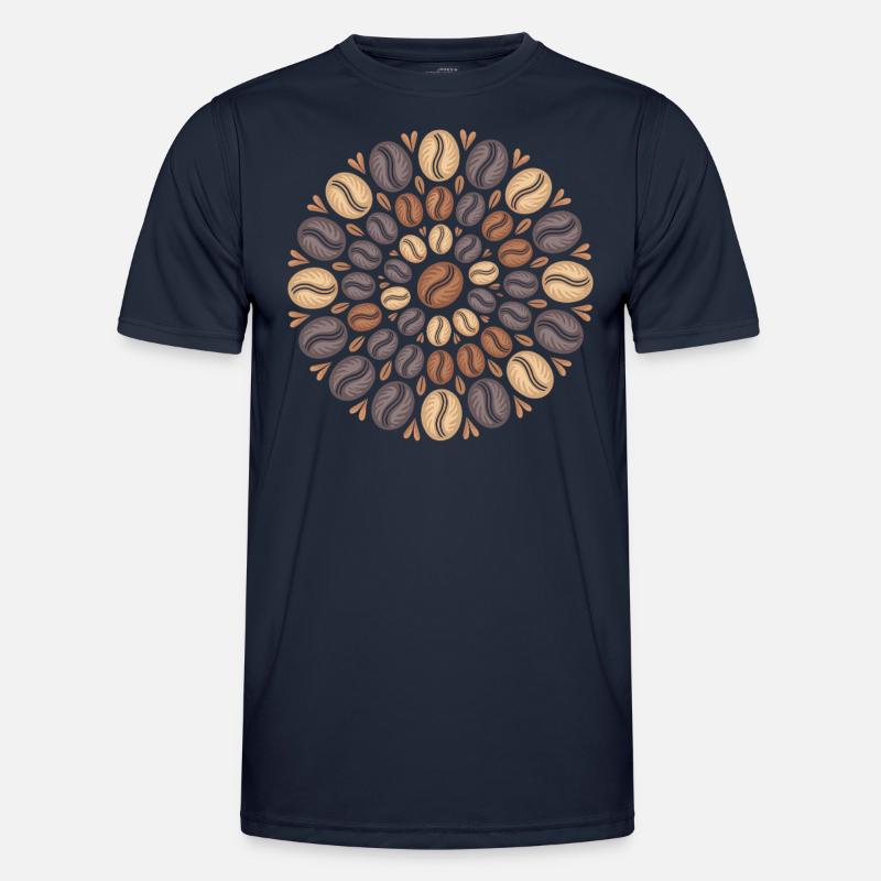 Kaffee Boho Mandala Kaffeebohnen Muster - Männer Funktions-T-Shirt - Navy
