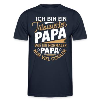 ICH BIN EIN TÄTOWIERTER PAPA, WIE EIN NORMALER... - Männer Funktions-T-Shirt - Navy - Vorne - AI Model Male 178 dark (178cm)