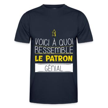 Patron - Cadeau - Drôle - Métier - Génial - Boss - T-shirt sport Homme - bleu marine - Devant - AI Model Male 178 dark (178cm)