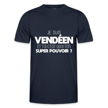 Vendée - Vendéen - Super Pouvoir - Cadeau - Drôle - T-shirt sport Homme - bleu marine - Devant - AI Model Male 178 dark (178cm)