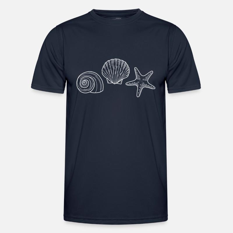 Shell, Starfish, Snail - white - Men's Functional T-Shirt - navy