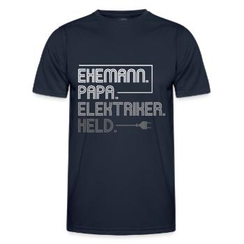 Ehemann Papa Elektriker Held - Männer Funktions-T-Shirt - Navy - Vorne - AI Model Male 178 dark (178cm)