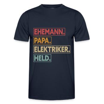 Ehemann Papa Elektriker Held - Männer Funktions-T-Shirt - Navy - Vorne - AI Model Male 178 dark (178cm)