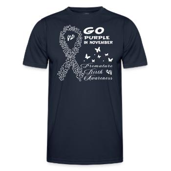 Premature Birth Conscious Purple Bow - Men's Functional T-Shirt - navy - Front - AI Model Male 178 dark (178cm)