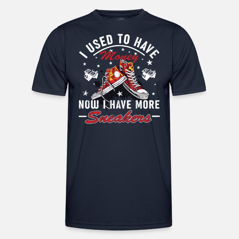 « J’avais de l’argent » drôle de chaussure - T-shirt sport Homme - bleu marine